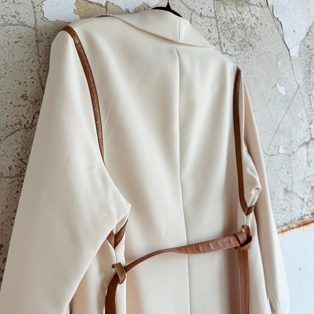 Vtg 60s Youthcraft Voyager West Coat Cream Tan Leather Trim‎ Belted Women S Mod - Picture 6 of 13